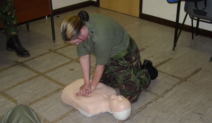 A cadet practicing Resussitation Drills